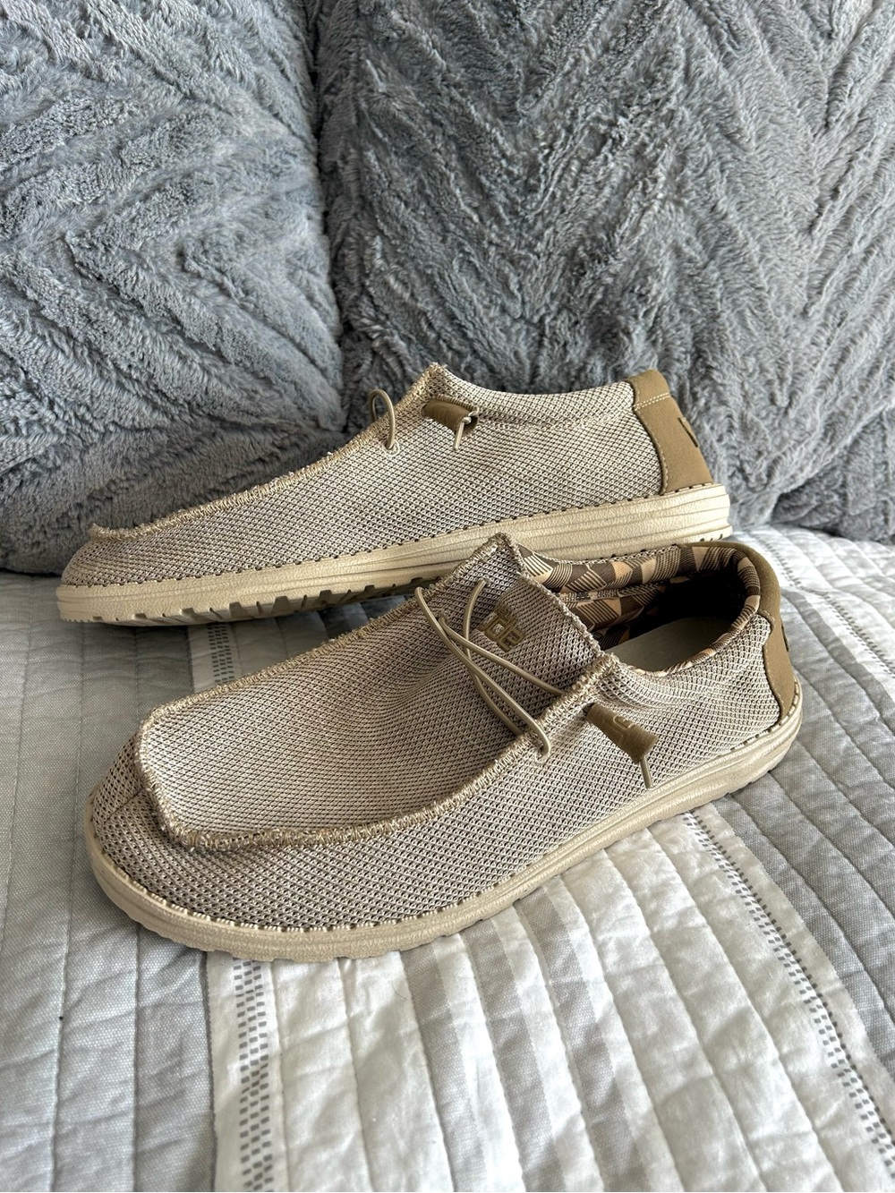 Hey Dude Wally Elastic Lace Slip-Ons in Beige